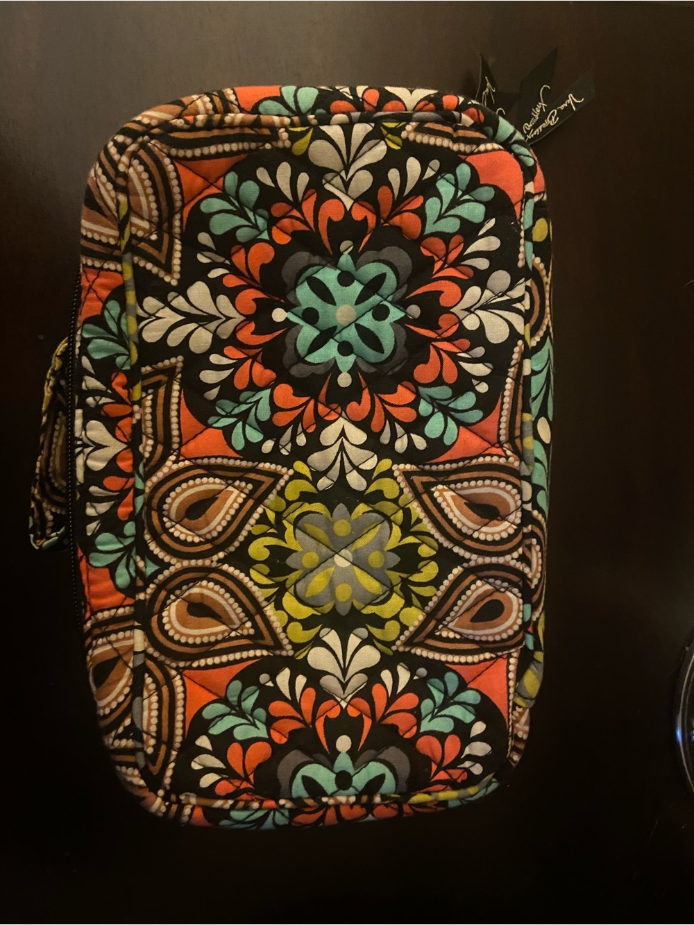 Vera Bradley Black Multi Floral Paisley Quilted Cosmetic Pouch retired "Sierra" - Picture 1 of 8